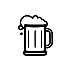 Vector logo of a beer mug with foamy top in clean black and white minimal style. Silhouette of frothy beer glass icon, perfect for bars, breweries, or pubs.



