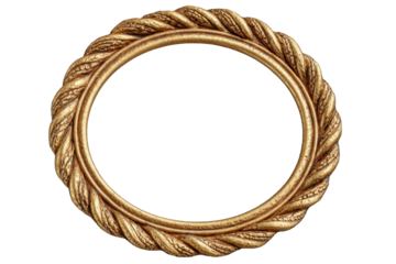 PNG Ornate gold braided circular frame with intricate texture and detail