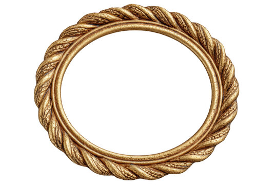 PNG Ornate gold braided circular frame with intricate texture and detail