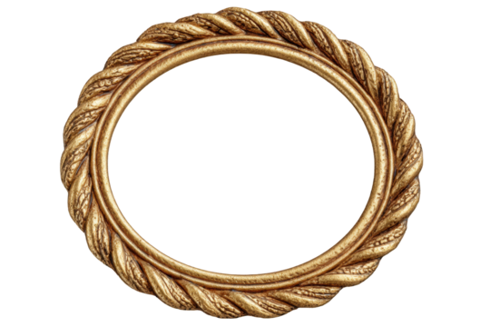 PNG Ornate gold braided circular frame with intricate texture and detail