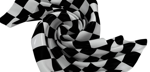 Dramatic swirl of a checkered flag. Perfect for sports, racing, competition themes.