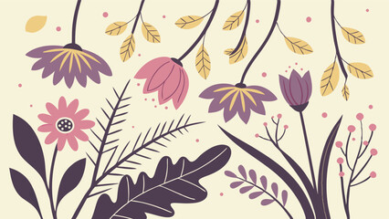 Floral vector illustration with various types of flowers and foliage creating a beautiful decorative arrangement on a white background