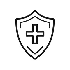 Obraz premium Health protection icon of a shield with a cross representing medical safety 