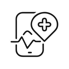 Obraz premium Health monitoring app icon with a phone and heartbeat symbol 