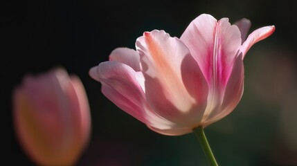 Obraz premium Soft-focused tulip image showing gentle transitions between light and shadow