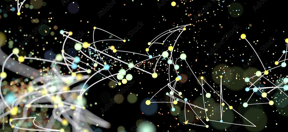 Poster colorful abstract background image of connected dots and lines. ideal for technology, network, and c