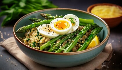 Bowl mit grünem Spargel & Quinoa