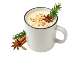 Isolated Festive Eggnog with Cinnamon and Star Anise
