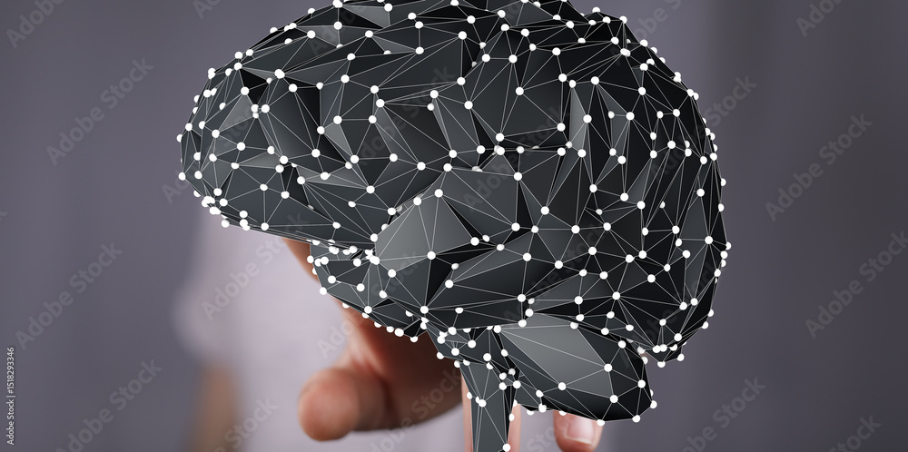 Poster Abstract image of a digital brain, showcasing neural networks and AI concepts.