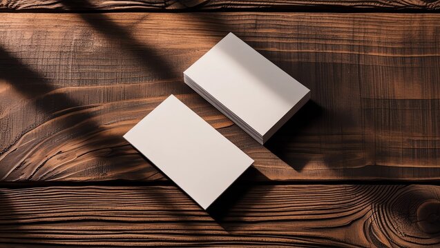 business card mockup on old wood highlighting carpentry craft - Powered by Adobe