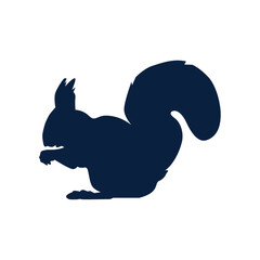 Squirrel Silhouette Vector – Forest Animal Outline isolated on a White Background