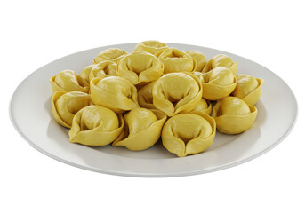 Isolated Plate of Freshly Made Tortellini Pasta
