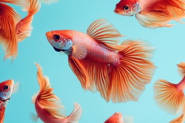Fototapeta premium Vibrant betta fish swimming gracefully in a serene underwater world filled with color and life