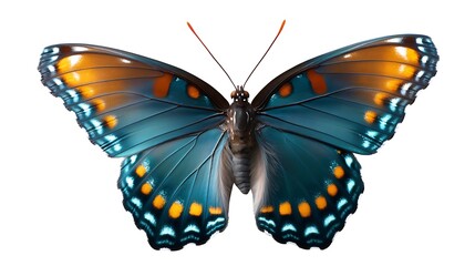 Fototapeta premium Vibrant Blue Butterfly with Orange Spots on Elegant Wings