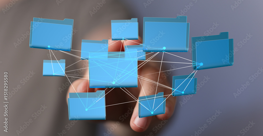 Leinwandbilder Efficient data organization.  Visual representation of file connections and management.