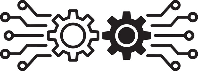 Technology gears interconnecting concept representing digital information transfer seamlessly