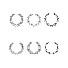 silhouette vector icons set of laurel leaf floral wreath design illustrations
