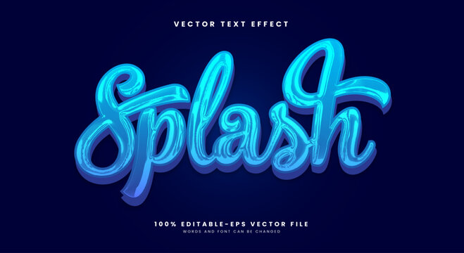 Blue Water Splash 3d Editable text effect template Suitable for chrome Style
