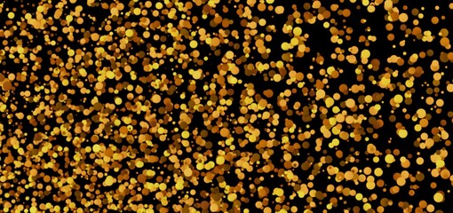 Abstract background of gold confetti on black. Perfect for celebration, party, or luxury designs.