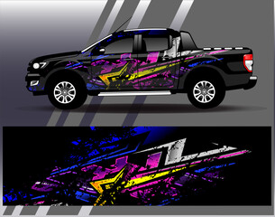 Car wrap design vector. Graphic abstract stripe racing background designs for vehicle, rally, race, adventure and car racing livery