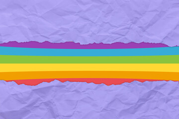 Torn paper pride month background with rainbow stripes symbolizing lgbtq and equality