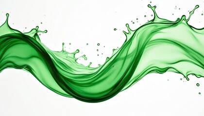 Green liquid splash dynamic motion illustration. Wave of fresh green liquid. Abstract fluid art. Healthy drink concept. Perfect for juice, smoothie, beverage, food product. Vibrant colors. Clean