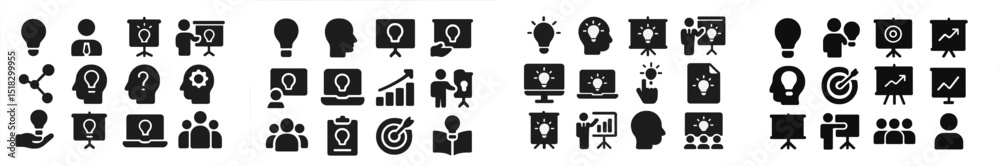 Aufkleber visual representation of innovative ideas and business strategy concepts in black and white design f