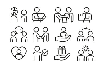 Fototapeta premium Various icons depicting teamwork, communication, and support in professional settings during the daytime