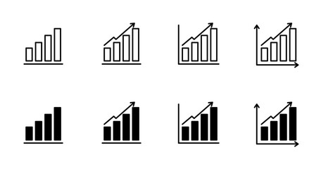 Icon set data graph up. data increase. data graph. Vector Illustration
