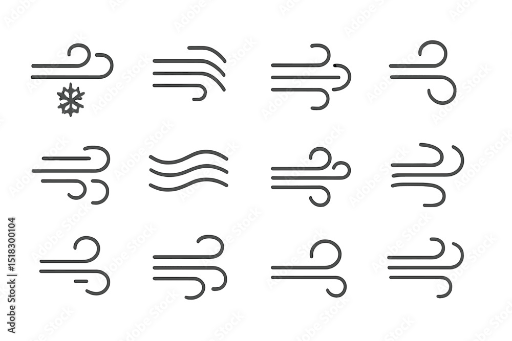Poster Wind symbols representing various weather conditions in a minimalistic design