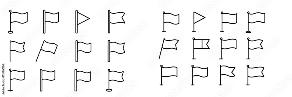 Aufkleber Various flag designs featuring different shapes and sizes displayed in a minimalist style in black and white