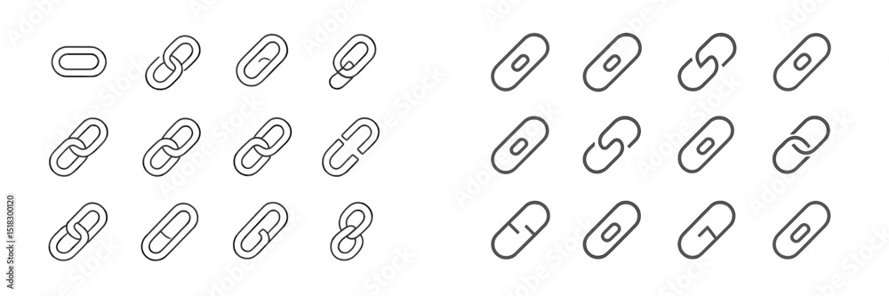 Aufkleber Different styles of paper clips arranged in various patterns and orientations on a flat surface, highlighting versatility and design options