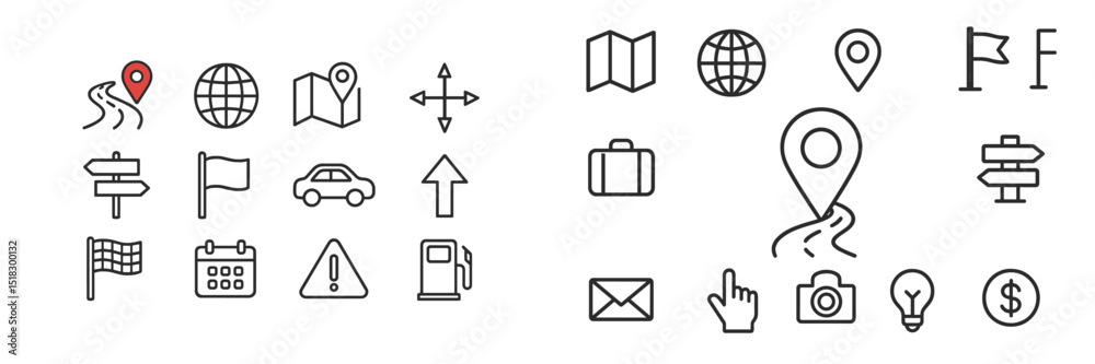 Aufkleber collection of travel and navigation icons perfect for digital design projects or presentations showc