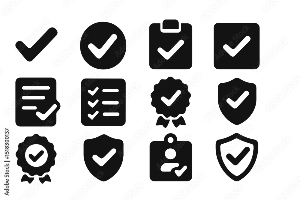 Aufkleber Creative collection of checkmark icons suitable for various design projects and digital applications