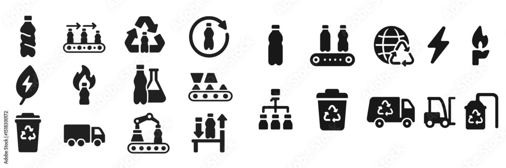 Poster recycling symbols and icons representing sustainability practices and environmental protection conce