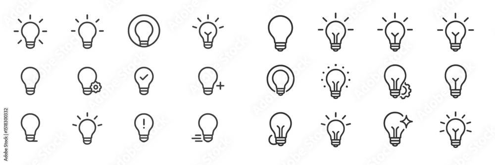 Aufkleber Collection of light bulb icons showcasing various designs and styles for creative projects and presentations