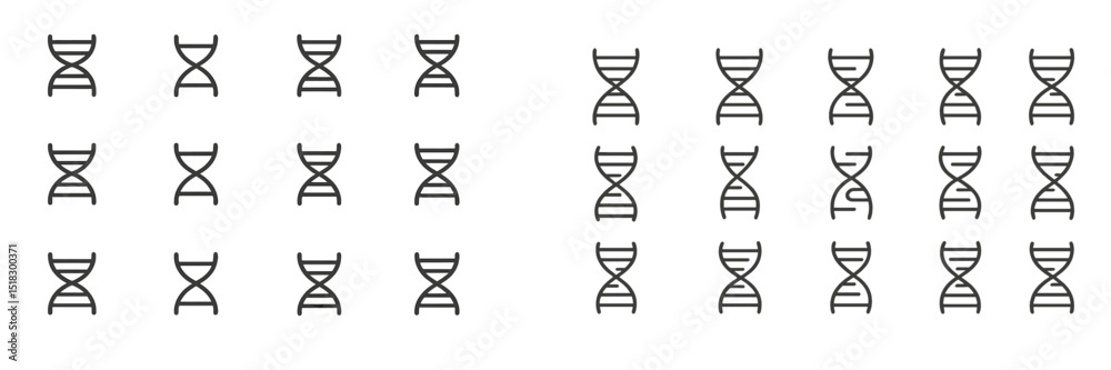 Poster Patterns of DNA double helix representations in a scientific illustration showing genetic structures