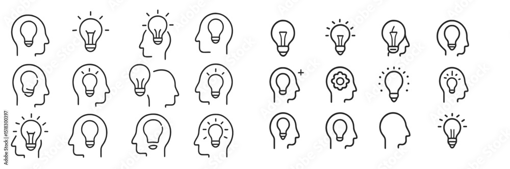Aufkleber collection of light bulb icons representing ideas and creativity in various designs and styles creat