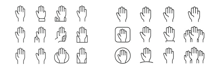 Obraz premium Different hand gestures represented in a variety of styles displayed systematically on a white background