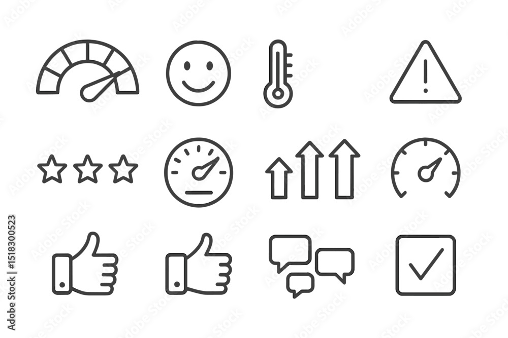 Aufkleber Various icons depicting emotions, metrics, and feedback displayed in a simple layout for digital communication needs