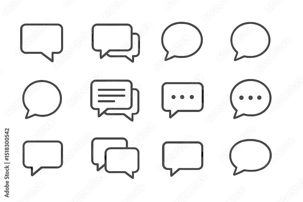 Leinwandbilder collection of various speech bubbles showcasing different styles and sizes for communication purpose