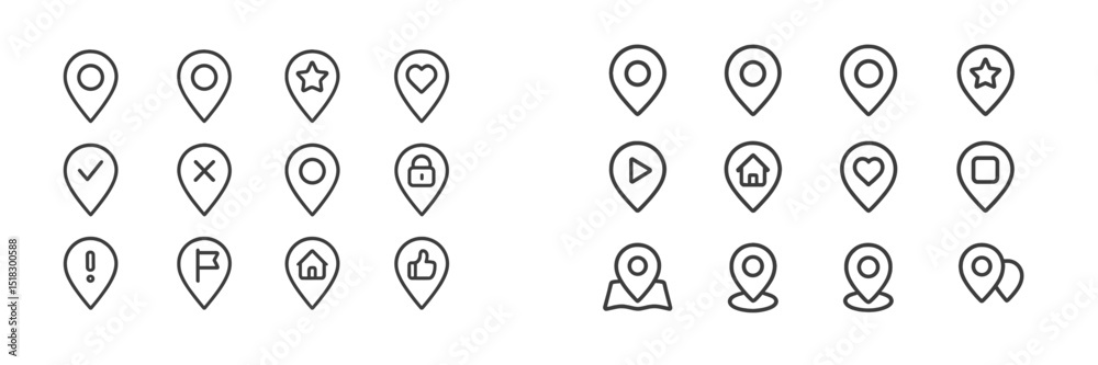 Fototapete Collection of navigation and location icons in minimalist design suitable for web and mobile applications