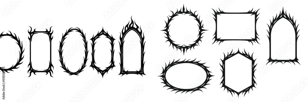 Poster decorative collection of thorny frame designs suitable for various artistic projects and graphic des