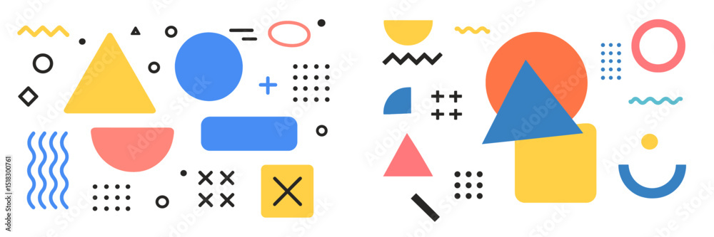 Aufkleber Colorful geometric shapes and patterns create a vibrant abstract design for artistic inspiration and creative projects