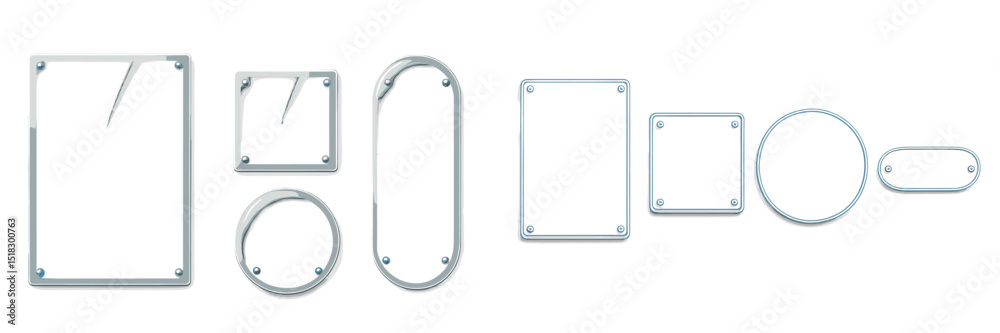 Aufkleber Frames of various shapes lined up on a white background showcase simple designs for showcasing artwork