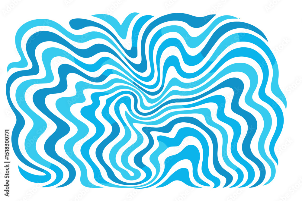 Fototapete Swirling blue water patterns creating a mesmerizing abstract design on a white background