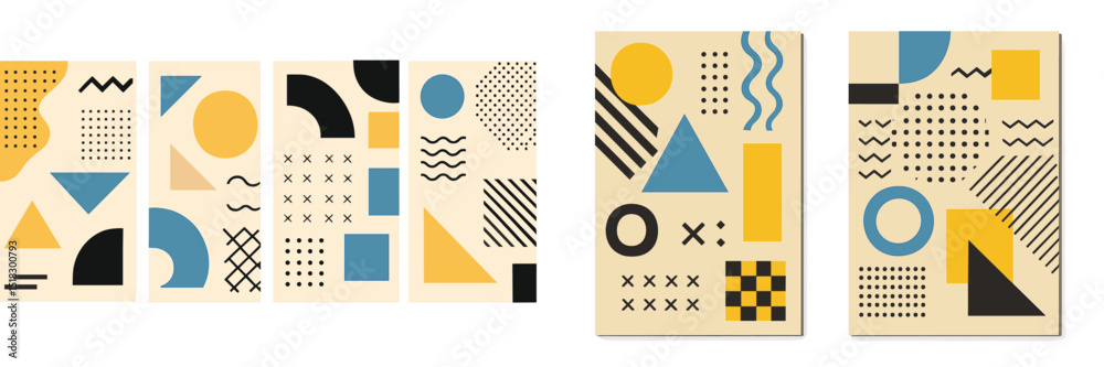Aufkleber colorful geometric patterns showcase modern design aesthetics in abstract art collection
