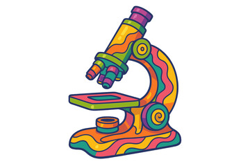 Fototapeta premium Colorful cartoon microscope illustration suitable for educational settings and children?s materials