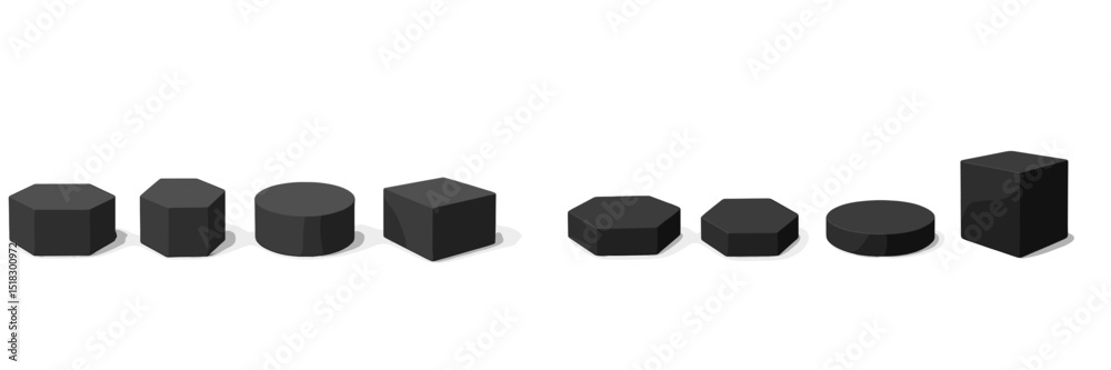 Aufkleber Various geometric shapes in multiple sizes arranged in black on a minimal white background