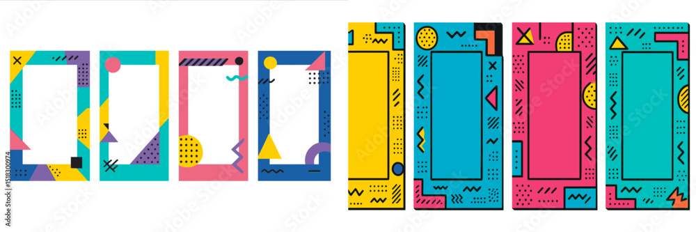 Aufkleber colorful geometric frames displayed in a creative arrangement for artistic design projects